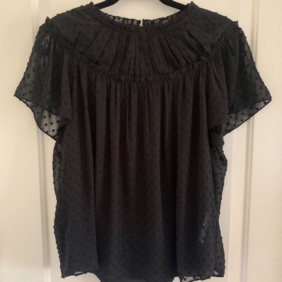 two piece jcrew polka dot black blouse - Picture 1 of 2